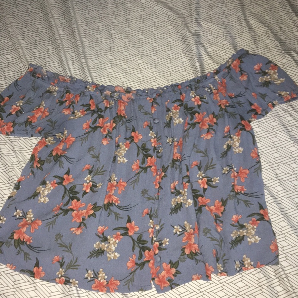 Flowered off the shoulder shirt
